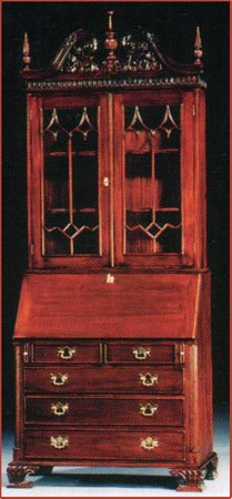 Bereu with Bookcase Carved Top